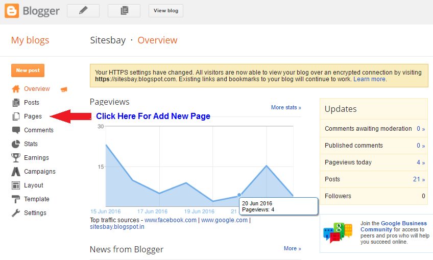 how to add new page blog