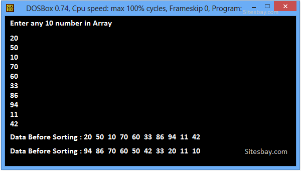 Output sort array elements descending order