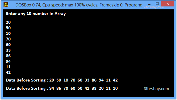 sort array elements descending order