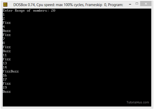 buzz fizz program in c++