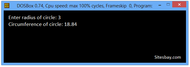 Image c++ program to find circumference of circle