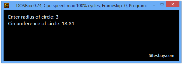 c++ program to find circumference of circle