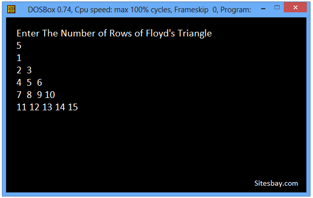 c++ program to print floyd triangle