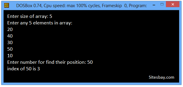 search array element program in c++