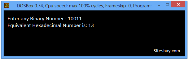 Images cpp program to convert binary to hexadecimal