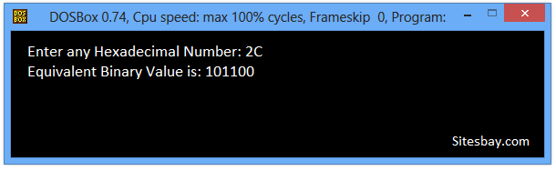 Images c++ program to convert hexadecimal to binary