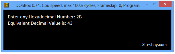 Images c++ program to convert hexadecimal to decimal