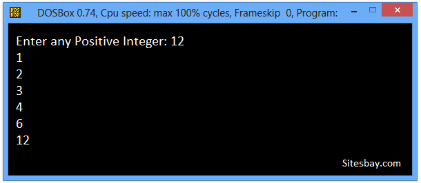 c++ program to find factrors on any number