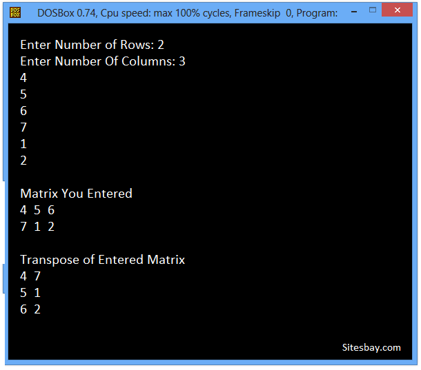 Output c++ program multiply 2X2 Matrices