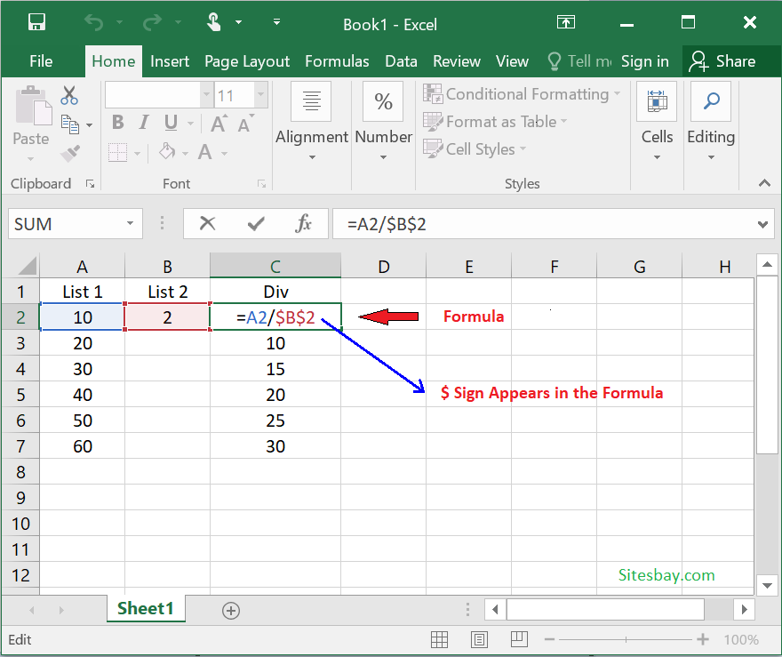 absolute referencing in excel