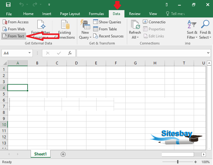 import text file in excel