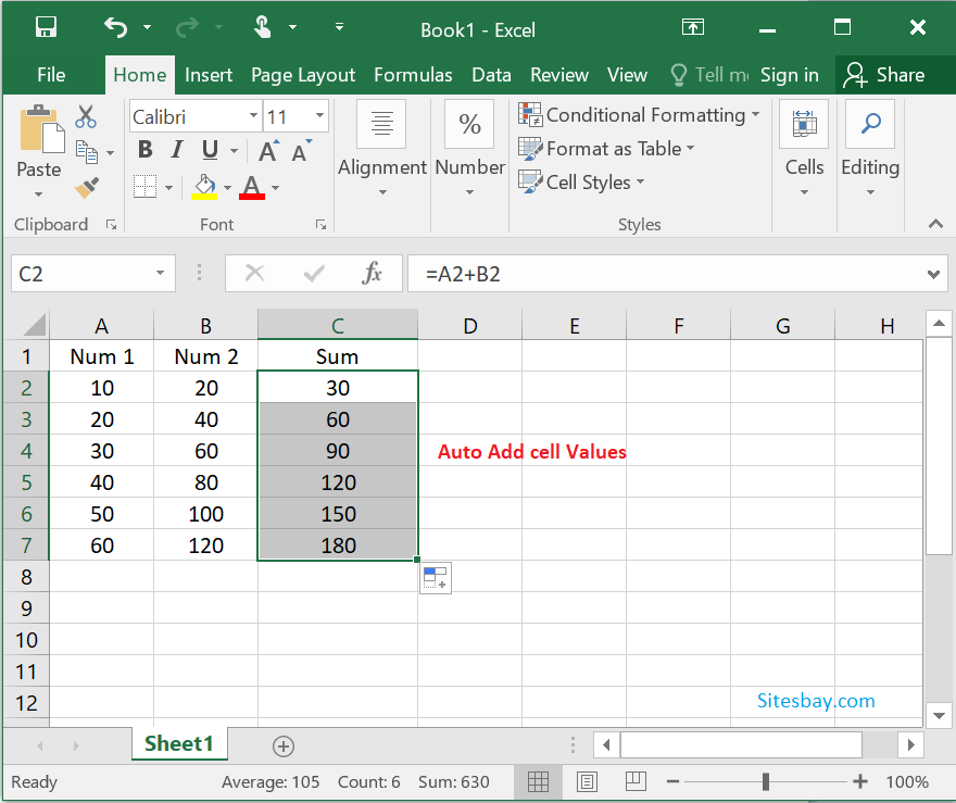 fill handle with formula in excel