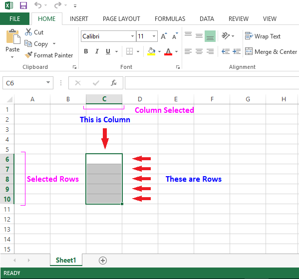 row and column in excel sheet