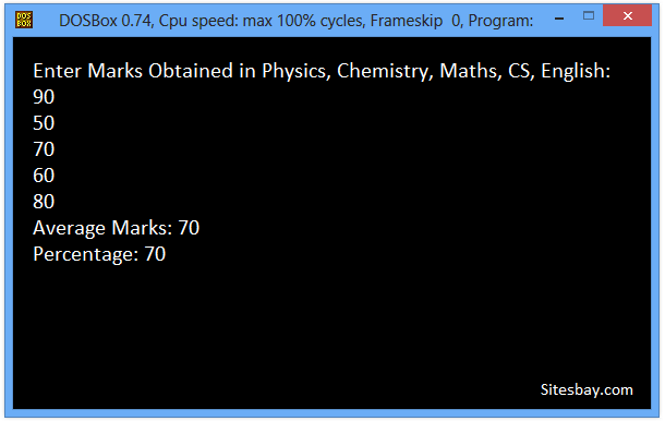 C Program to Calculate Percentage of Marks of Student