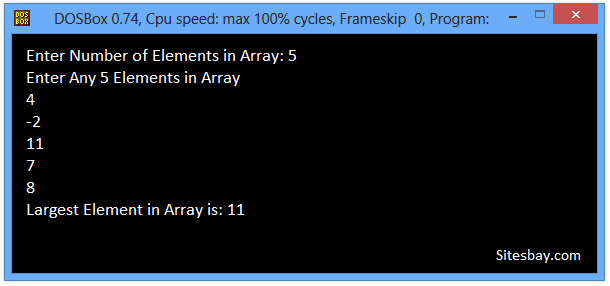 c program to find largest elements form array