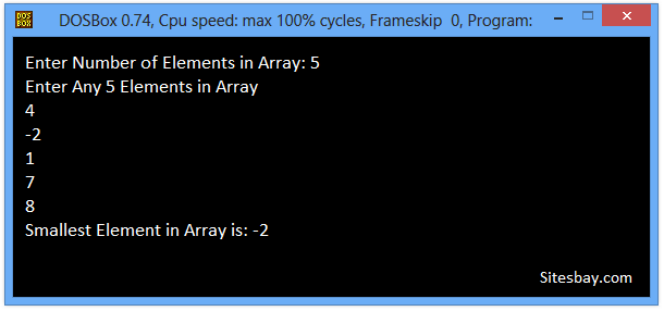 c program to find smallest elements form array