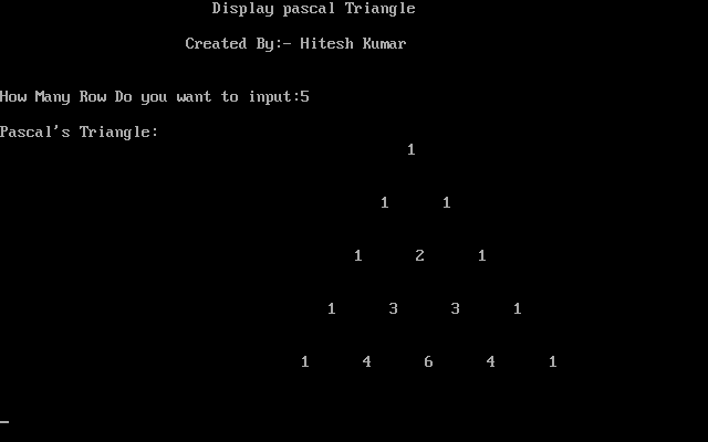 Output print pascal triangle