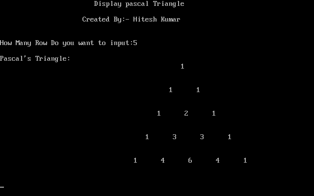 program to print pascal triangle