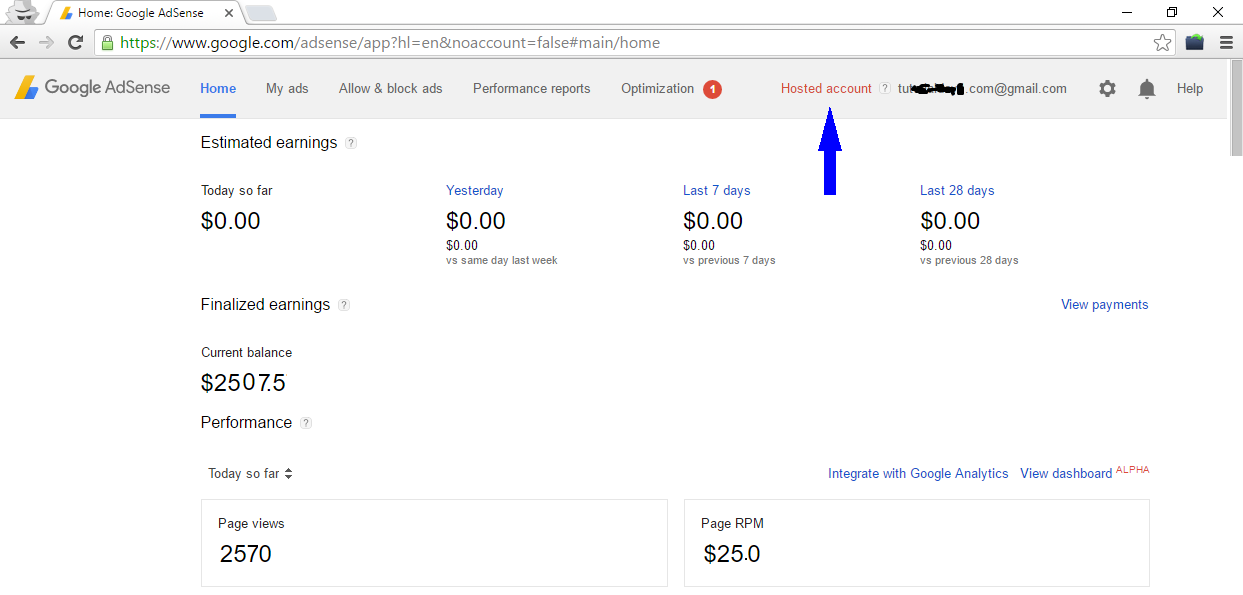 Images hosted adsense account