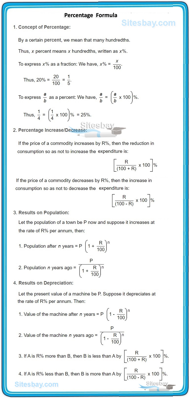 Formulas For Aptitude Test