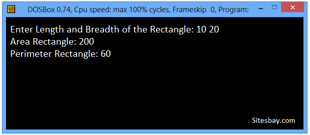 c++ program to calculate area and permeter of rectangle