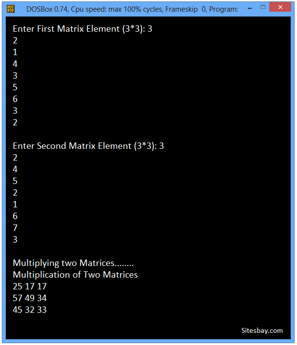 c++ program multiply 2X2 Matrices