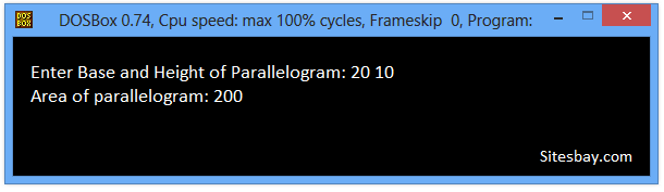 c++ program to find area of parallelogram