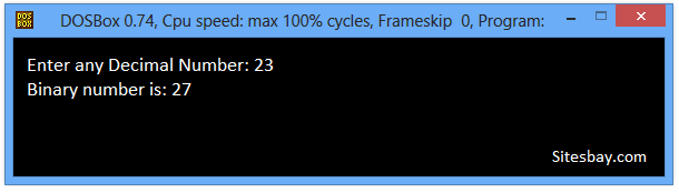 convert binary to decimal number in c++