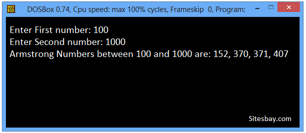 c++ program to display armstrong number between two interval