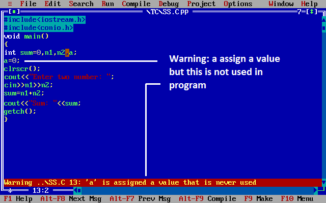 Warning Warning in c++