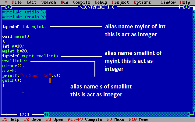 typedef in c