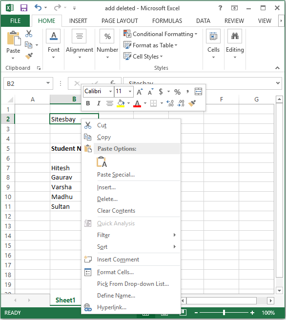 create hyperlink in excel