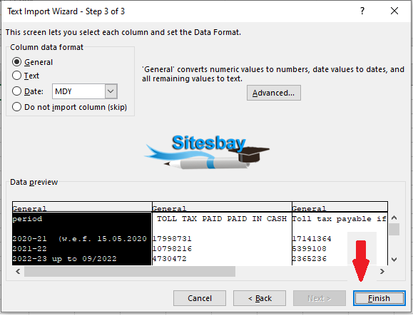 import text file in excel