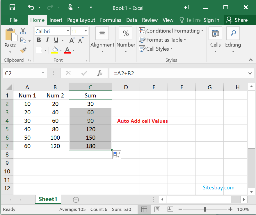 Image fill handle with formula in excel