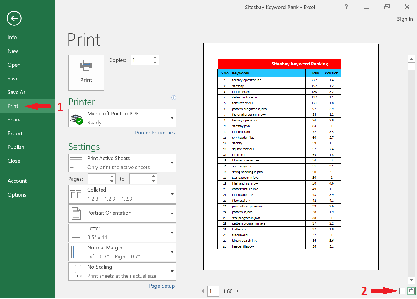 adjust margin in excel