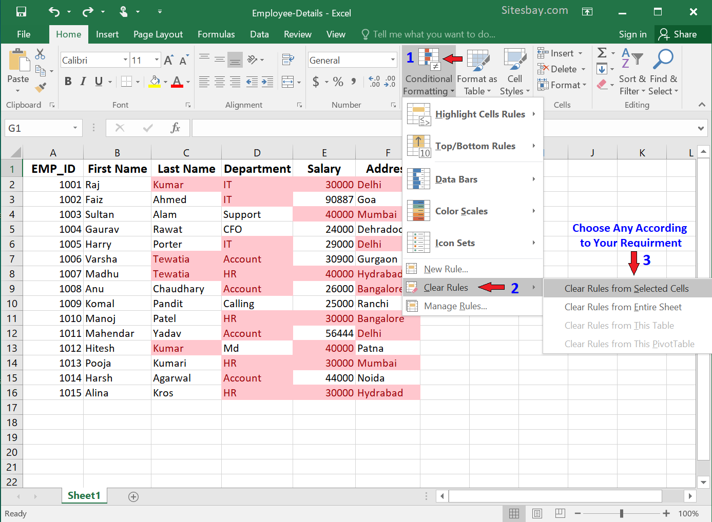 remove duplicate value setting in excel