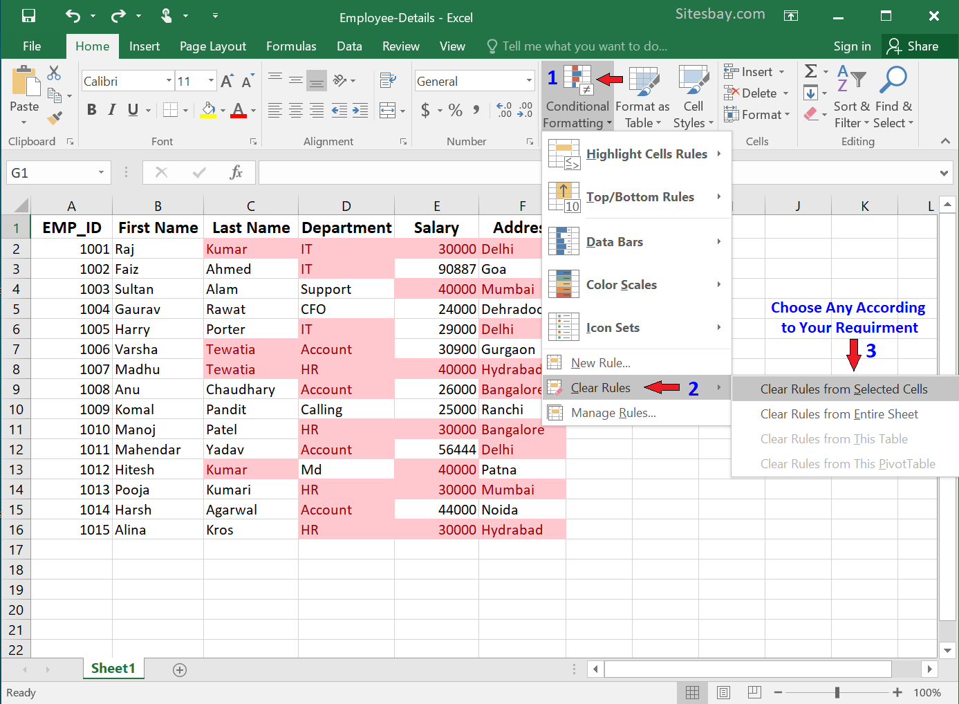 Image remove duplicate value setting in excel