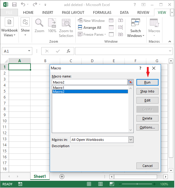 Image run macros recording in excel