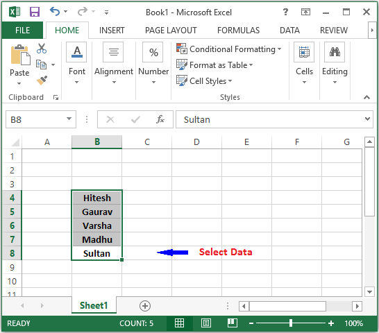 Image select data in excel
