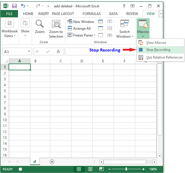 Image stop macros recording in excel
