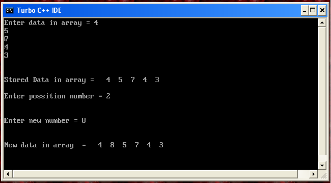 output insert an element in an array at specific position