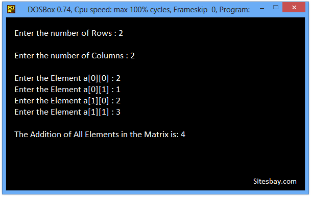 C program to find sum of diagonal elements in a matrix