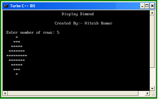 program to print diamond in c