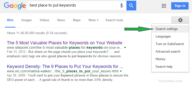 Search Setting search setting
