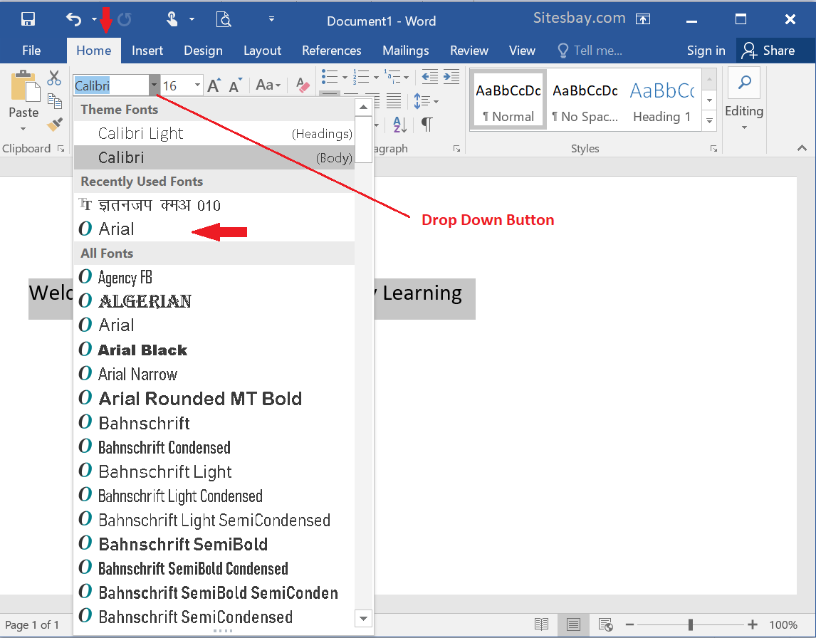 change font style in word