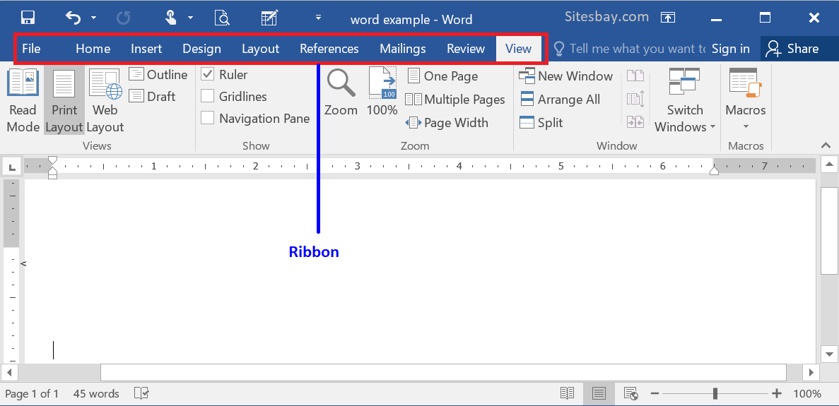 ribbon in word