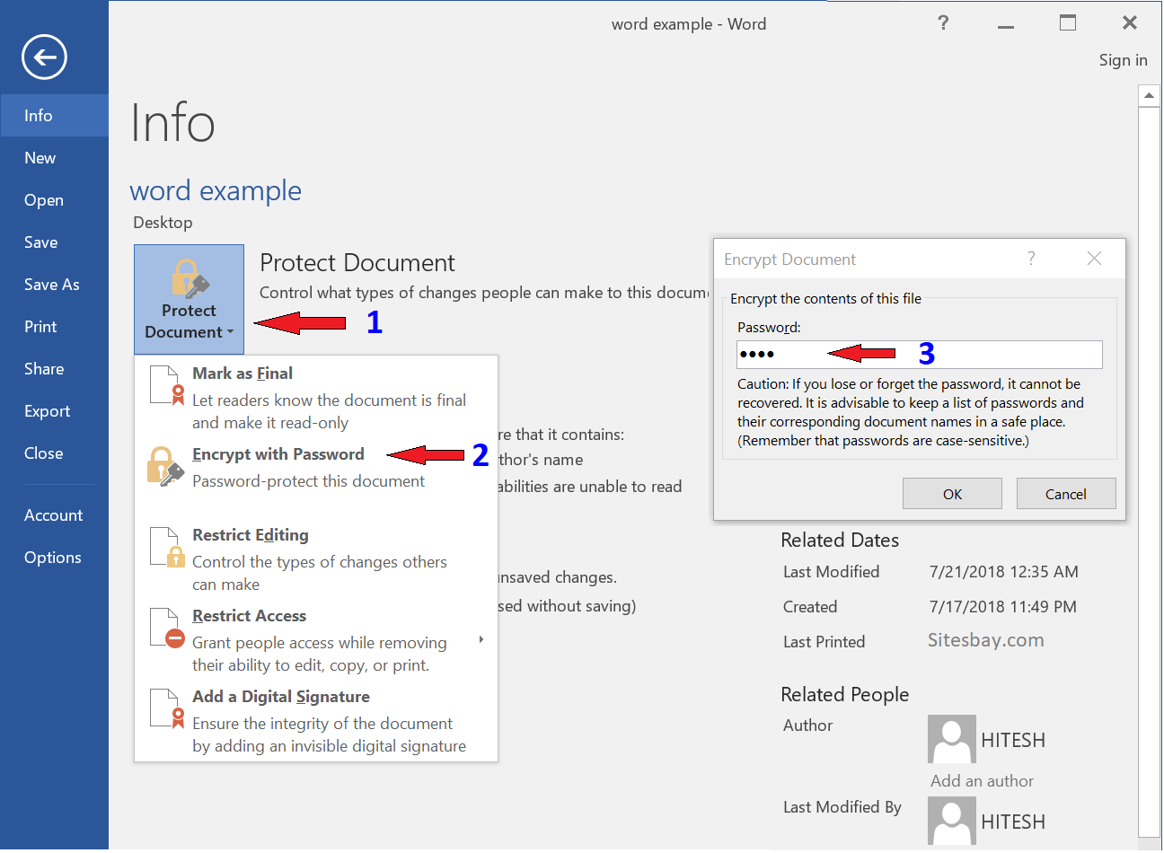 set password in word