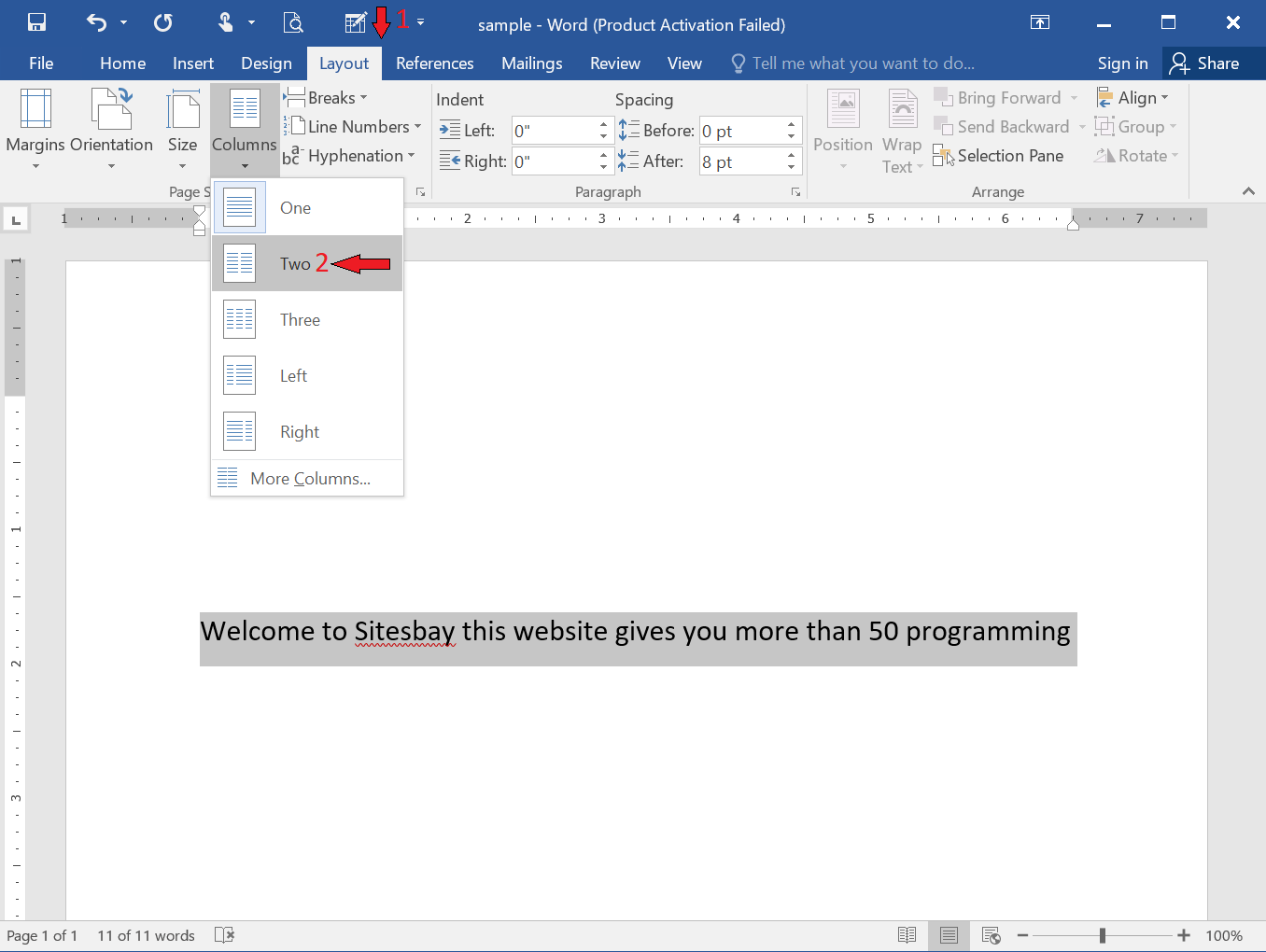 Images split text to column in word