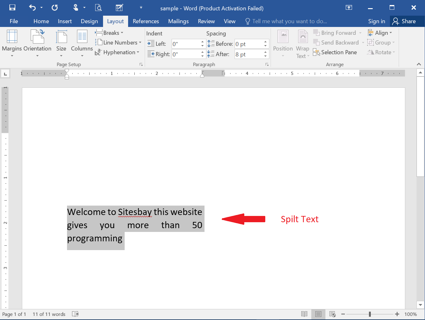 Images split text to column in word